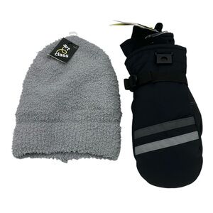 Kids Gray Beanie and Black Mittens Set